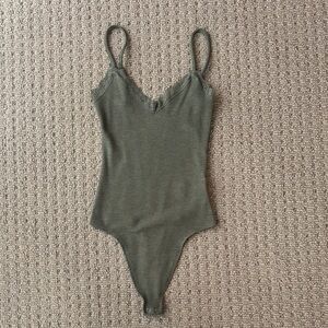 American Eagle - Olive Green Lace Trim Bodysuit